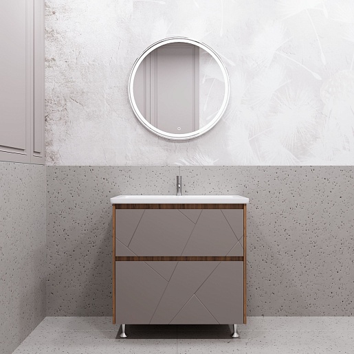 Stella Polare Тумба с раковиной Рене 80 дуб вотан/серый – фотография-8